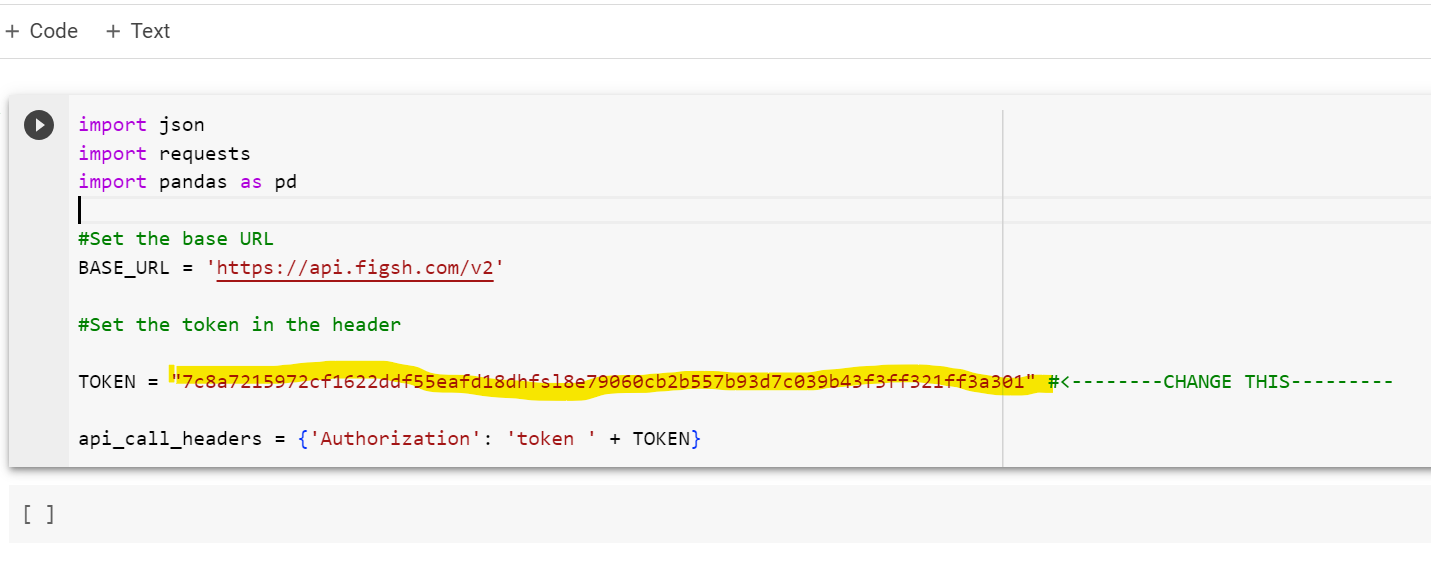 Image of the code in a Google Colab notebook